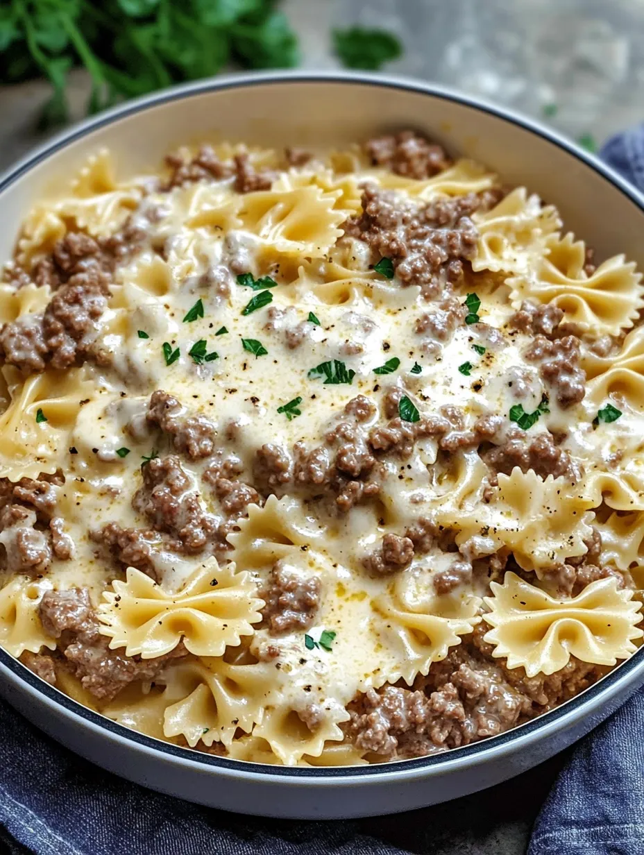 Beef and Bowtie Pasta with Alfredo Sauce Recipe