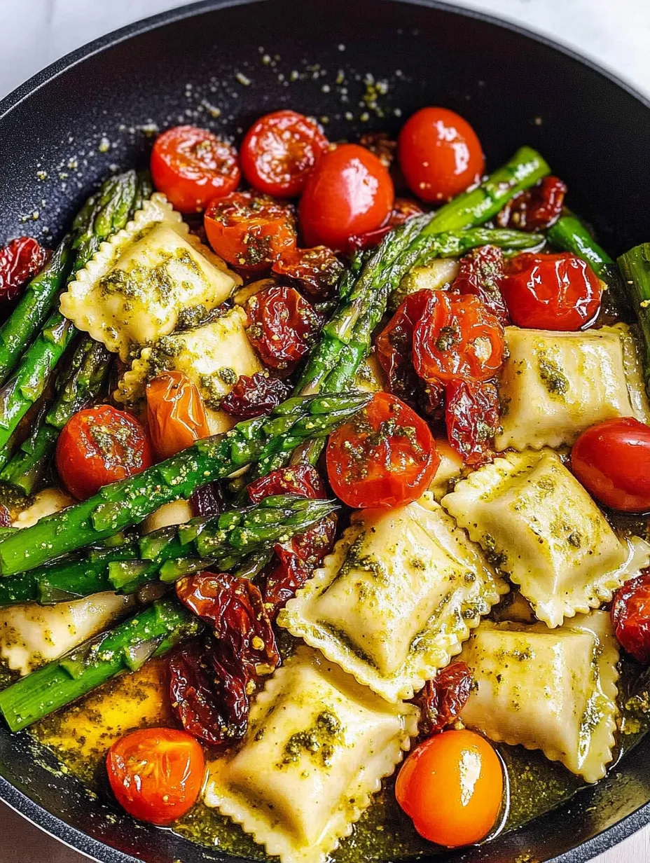 Chicken Ravioli with Basil Pesto and Veggies