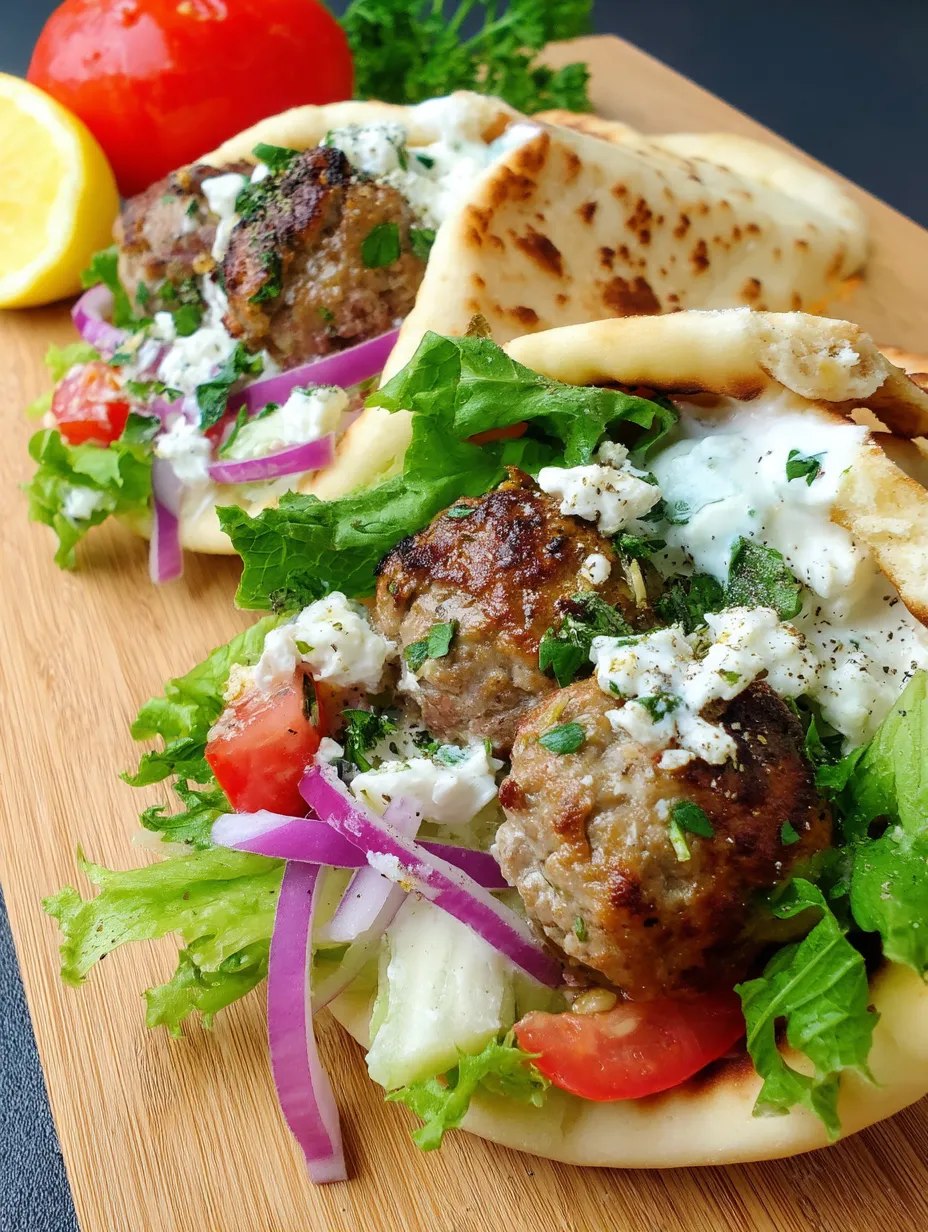 Greek Meatball Pitas