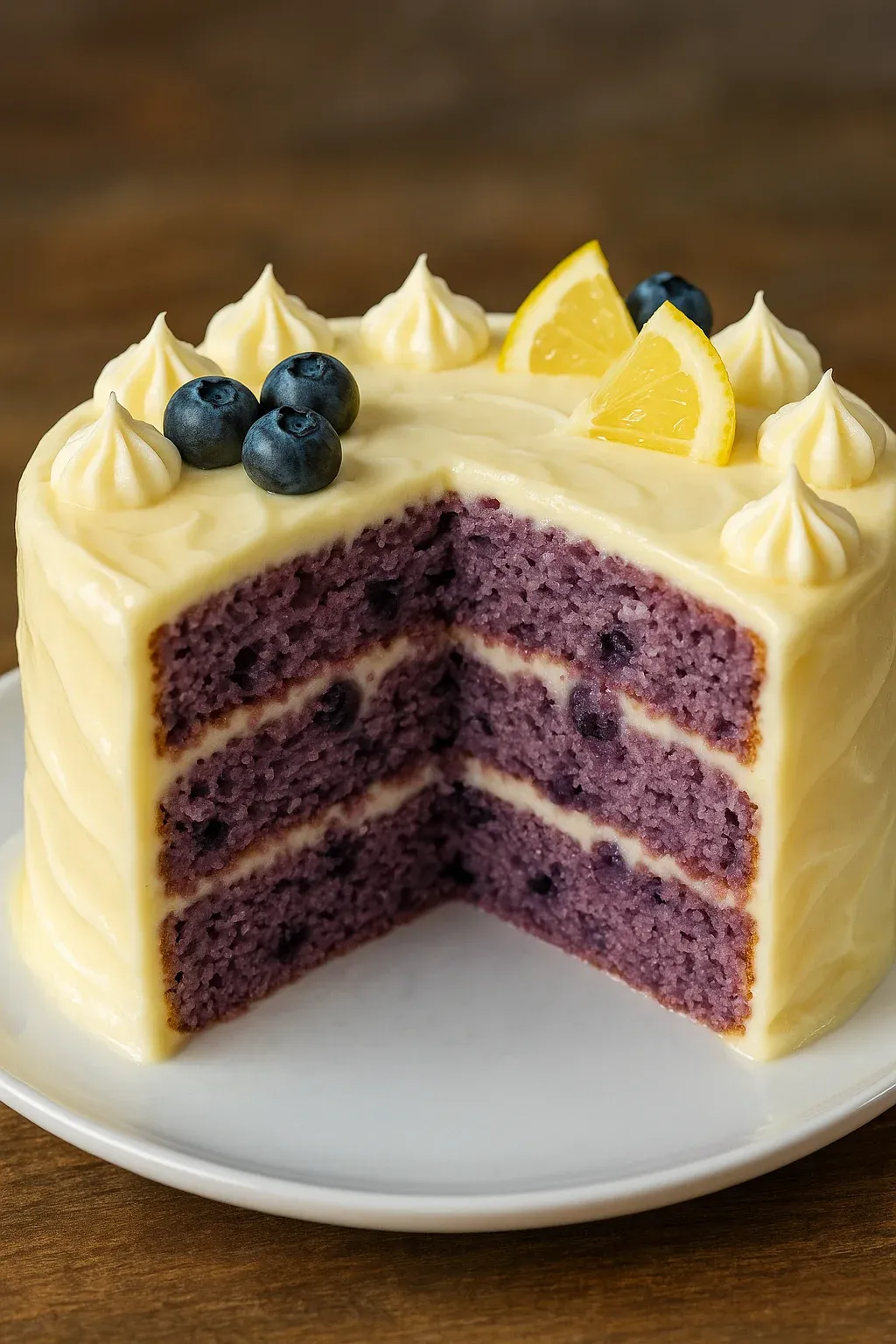 Blueberry Cake with Lemon Cream Cheese Frosting