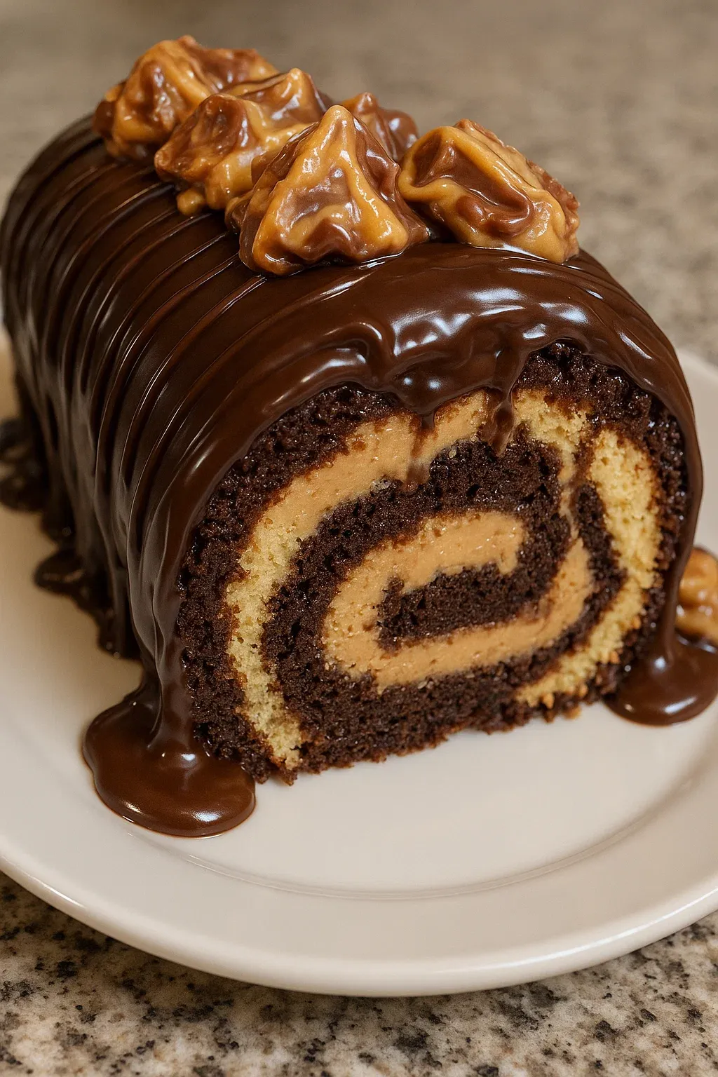 Peanut Butter Cup Chocolate Roll Cake