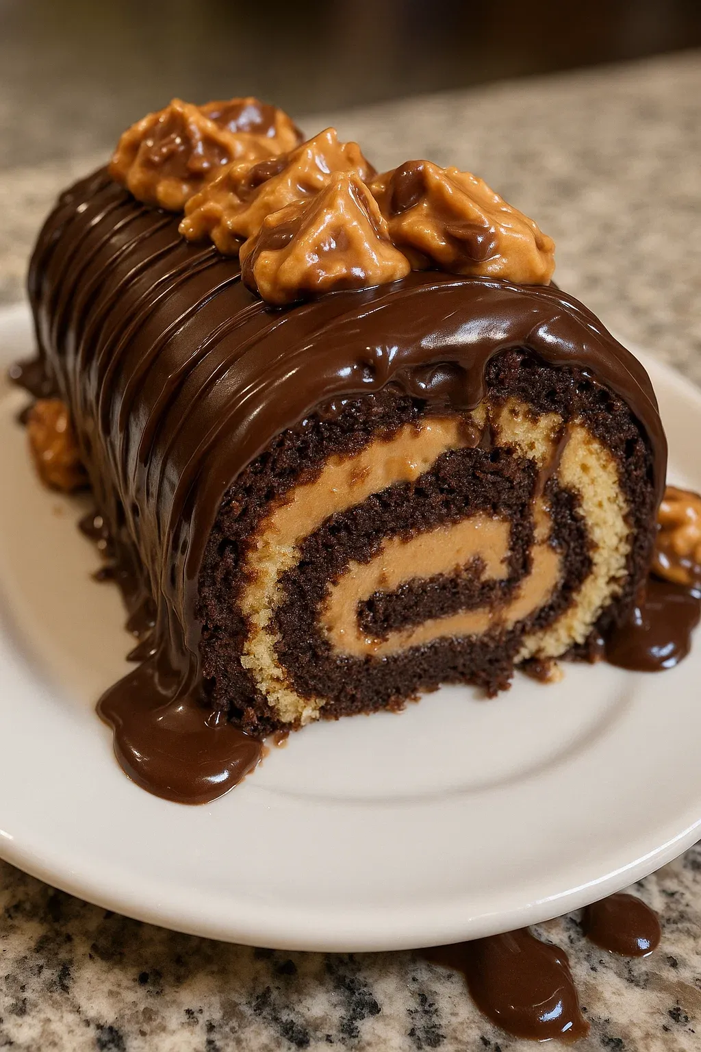 Peanut Butter Cup Chocolate Roll Cake