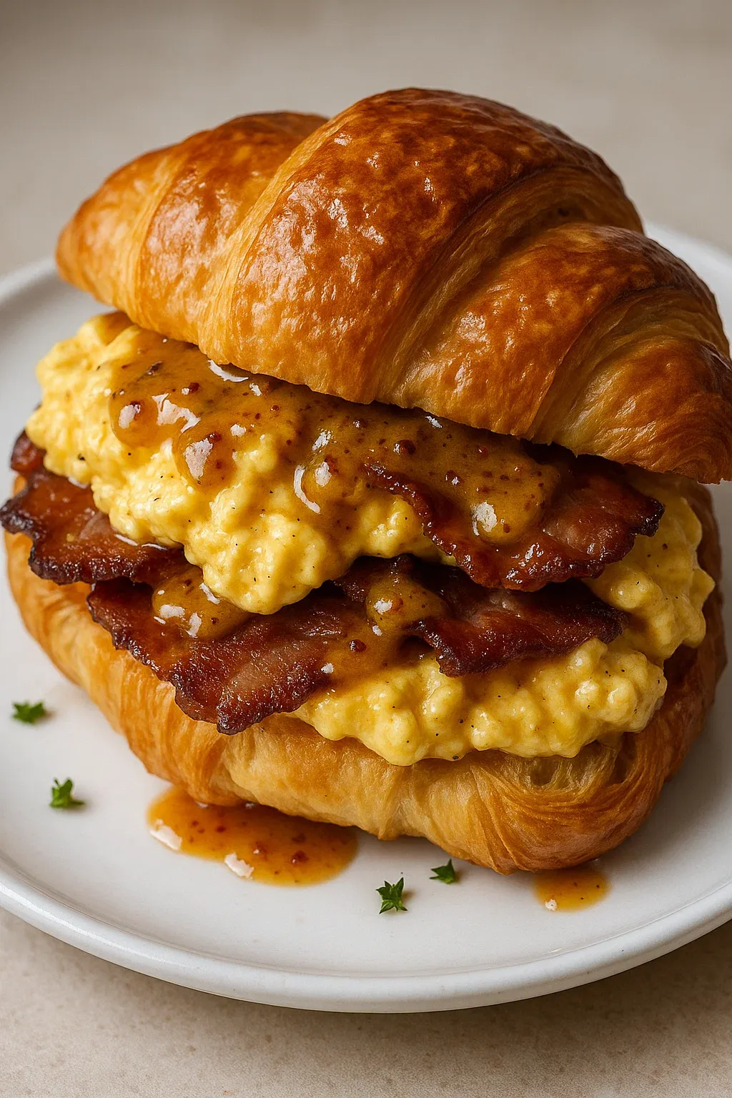 Killer Maple Mustard Croissant Breakfast Sandwiches