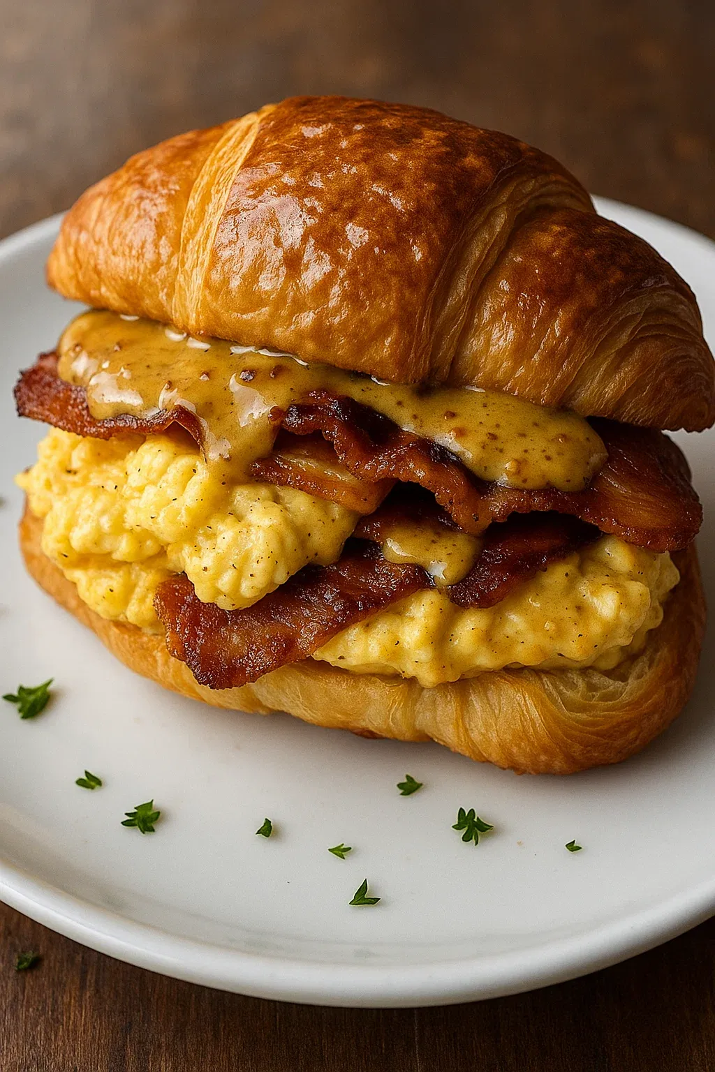 Killer Maple Mustard Croissant Breakfast Sandwiches