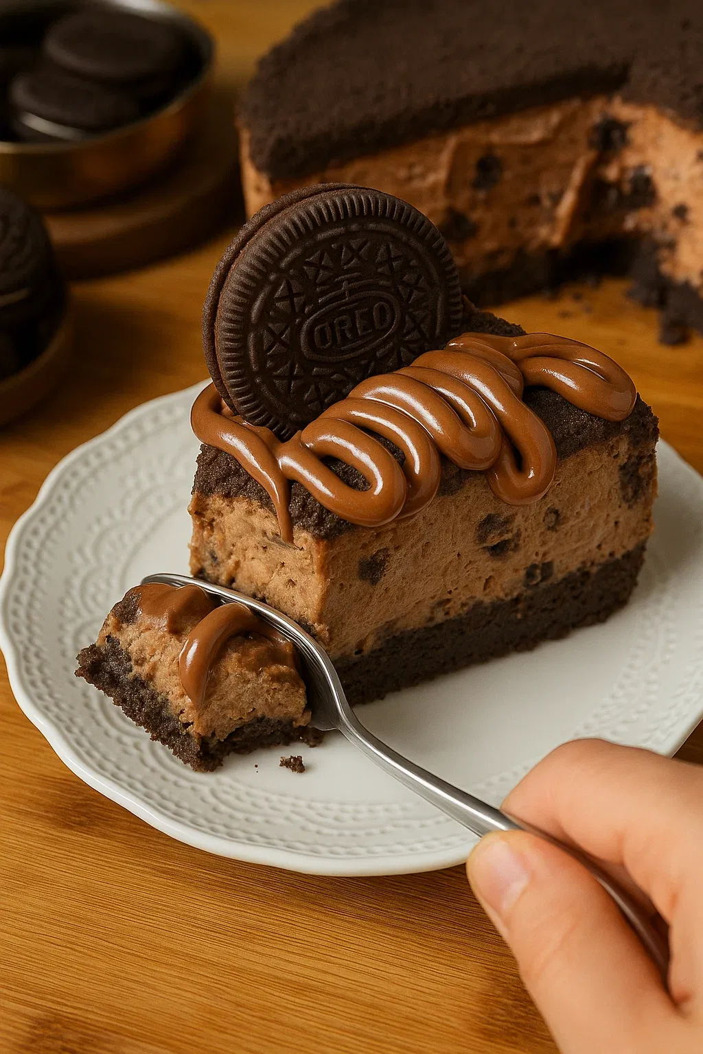 No Bake Oreo Nutella Cheesecake