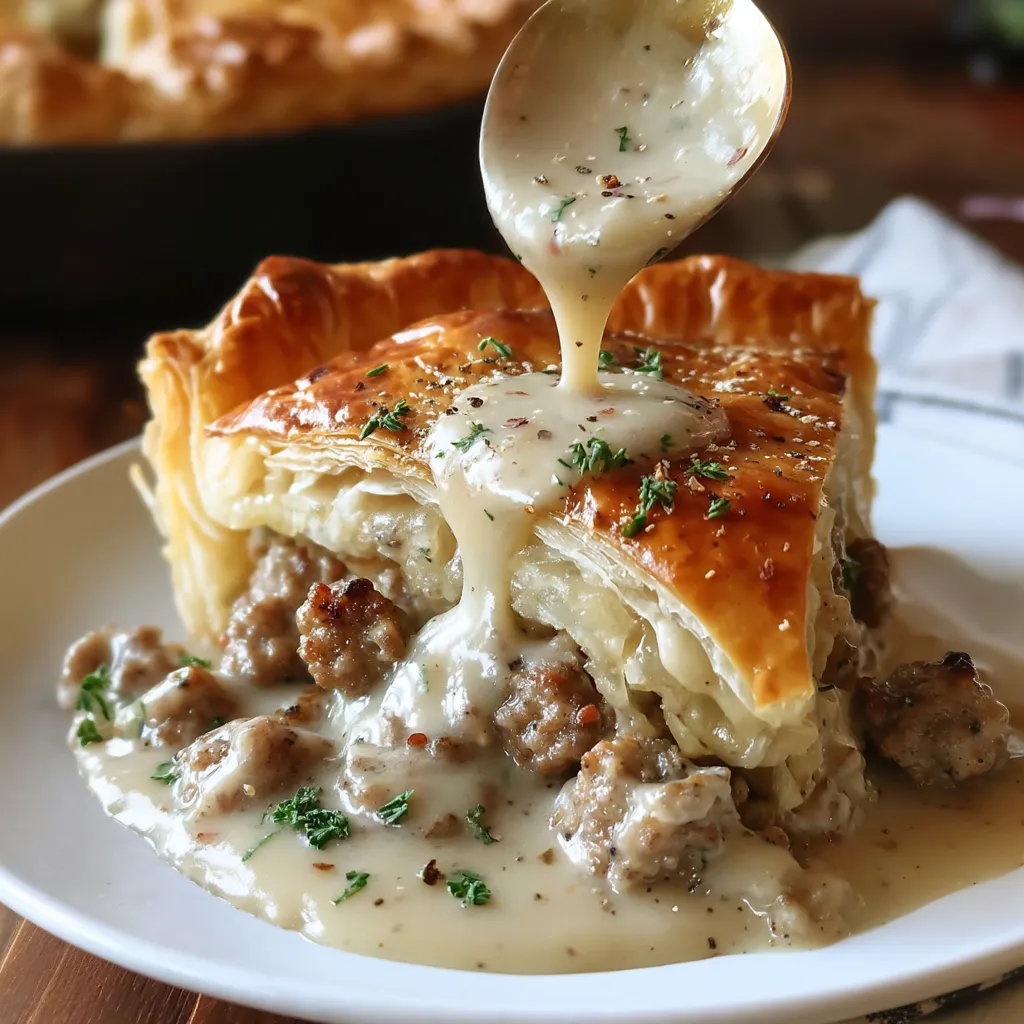 Sausage, Gravy, and Biscuit Pie
