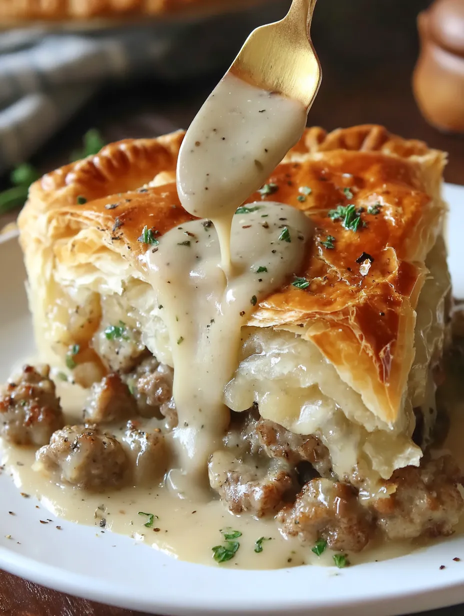 Sausage, Gravy, and Biscuit Pie