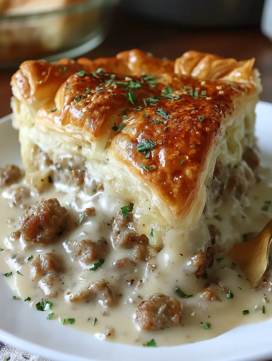 Sausage, Gravy, and Biscuit Pie