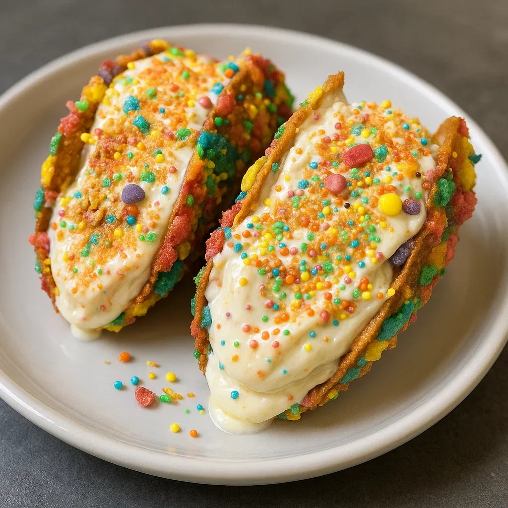 Fruity Pebbles Cheesecake Tacos