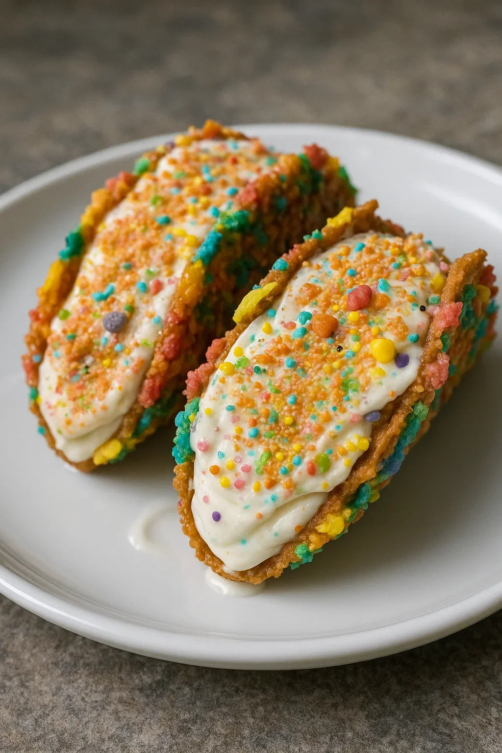 Fruity Pebbles Cheesecake Tacos