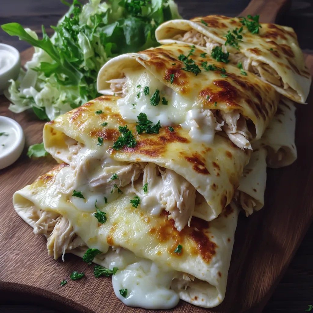 Cheesy Garlic Chicken Wraps Recipe