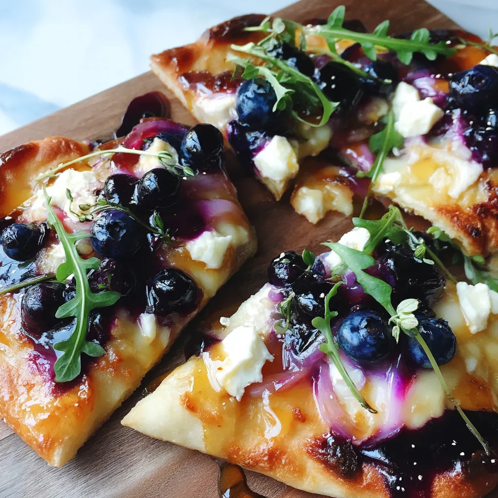 Blueberry, Feta and Honey-Caramelized Onion Naan Pizza