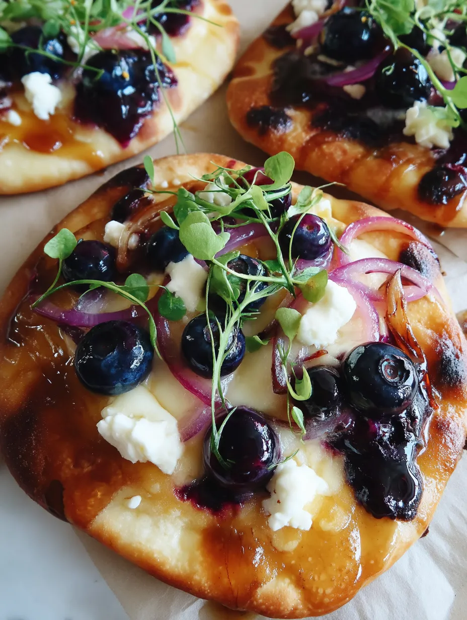 Blueberry, Feta and Honey-Caramelized Onion Naan Pizza