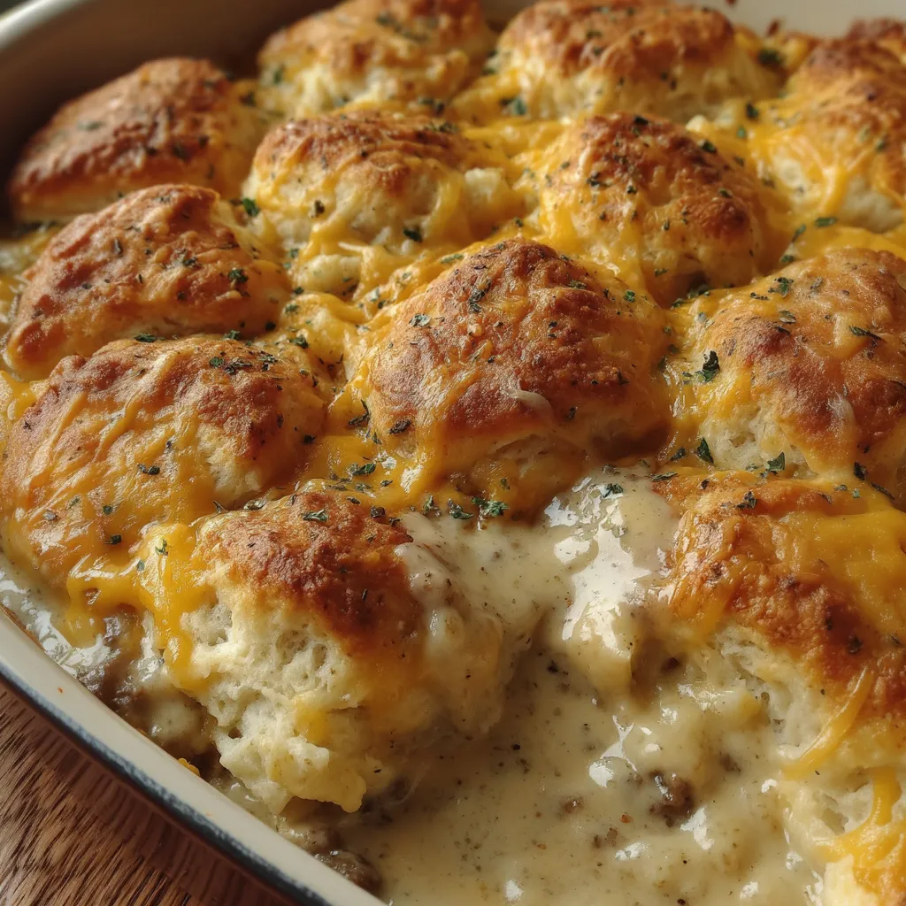 Biscuits & Gravy Hashbrown Casserole