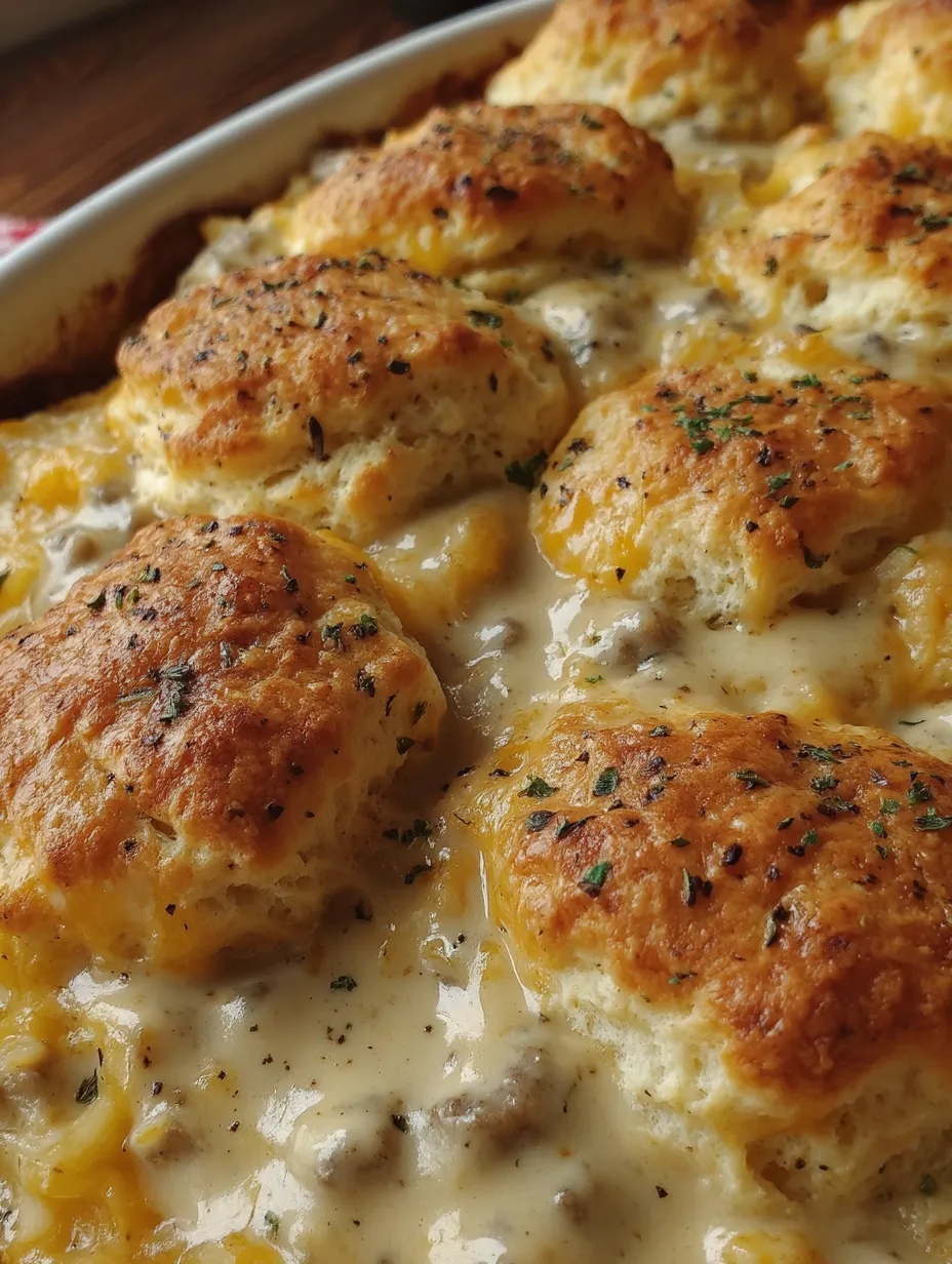 Biscuits & Gravy Hashbrown Casserole