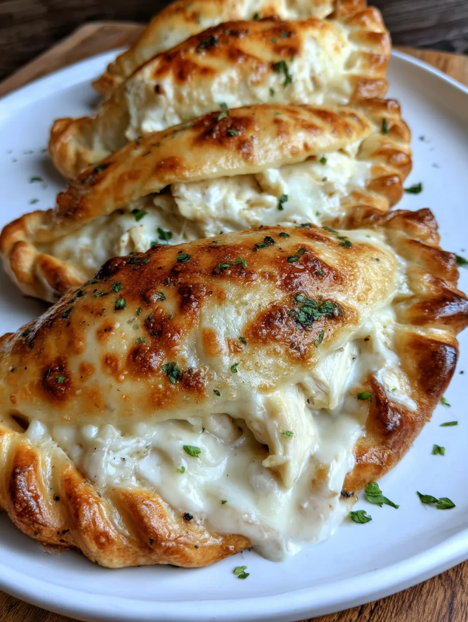 Crispy Cheesy Chicken Alfredo Calzones