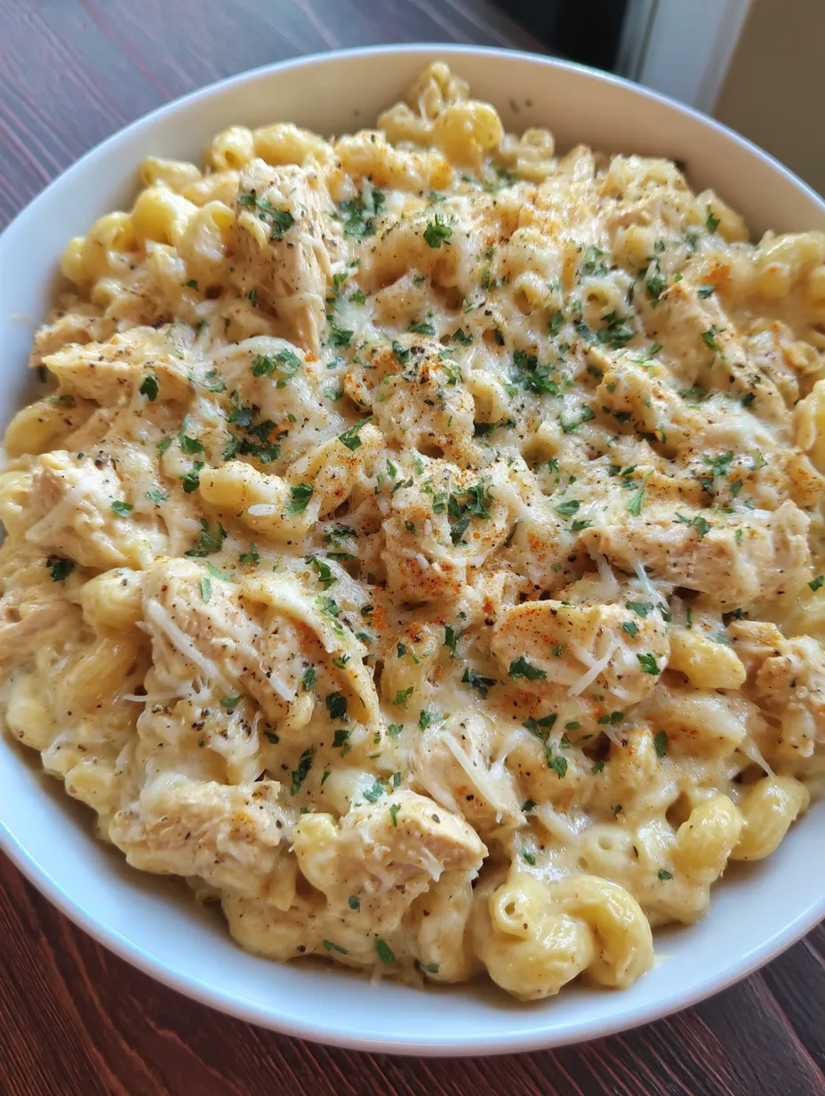 Parmesan Garlic Chicken Mac and Cheese