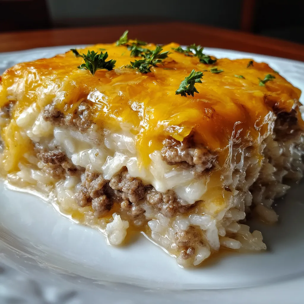Cheesy Ground Beef Rice Casserole