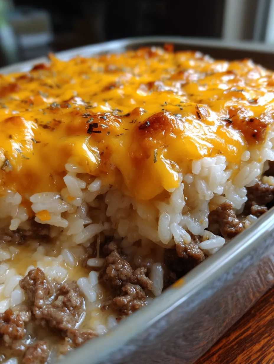 Cheesy Ground Beef Rice Casserole