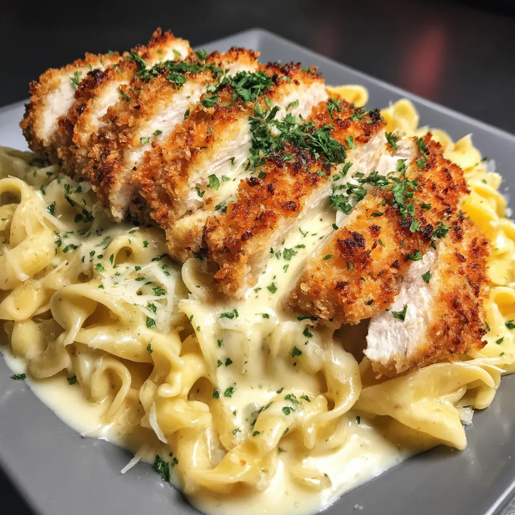 Crispy Chicken Fettuccine Alfredo