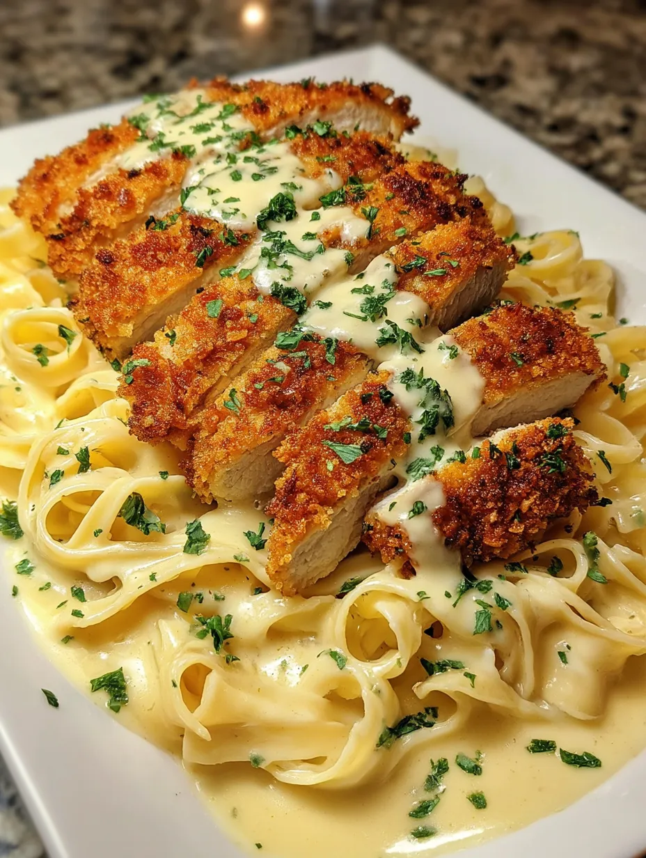 Crispy Chicken Fettuccine Alfredo