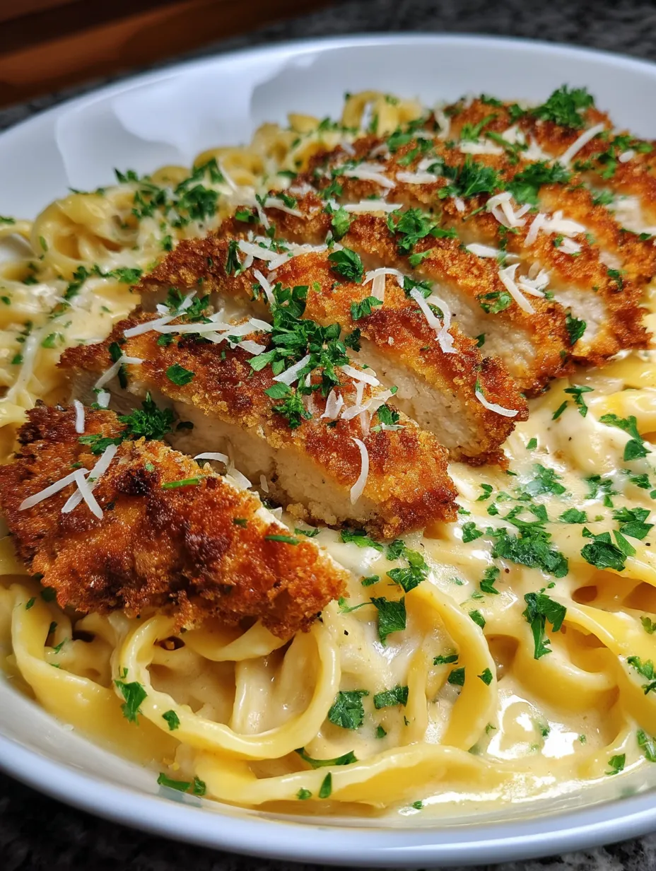 Crispy Chicken Fettuccine Alfredo