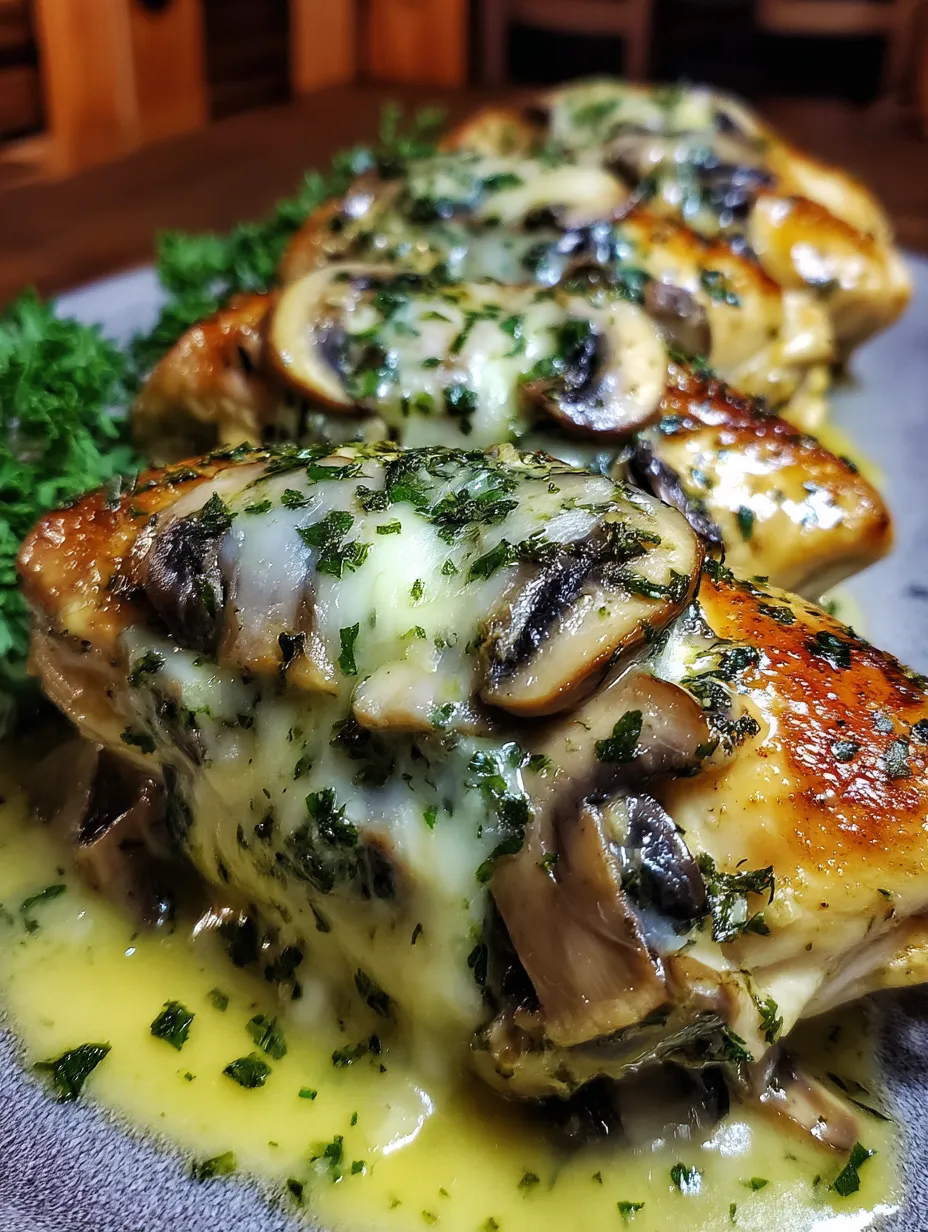 Cheesy Garlic Butter Mushroom Stuffed Chicken