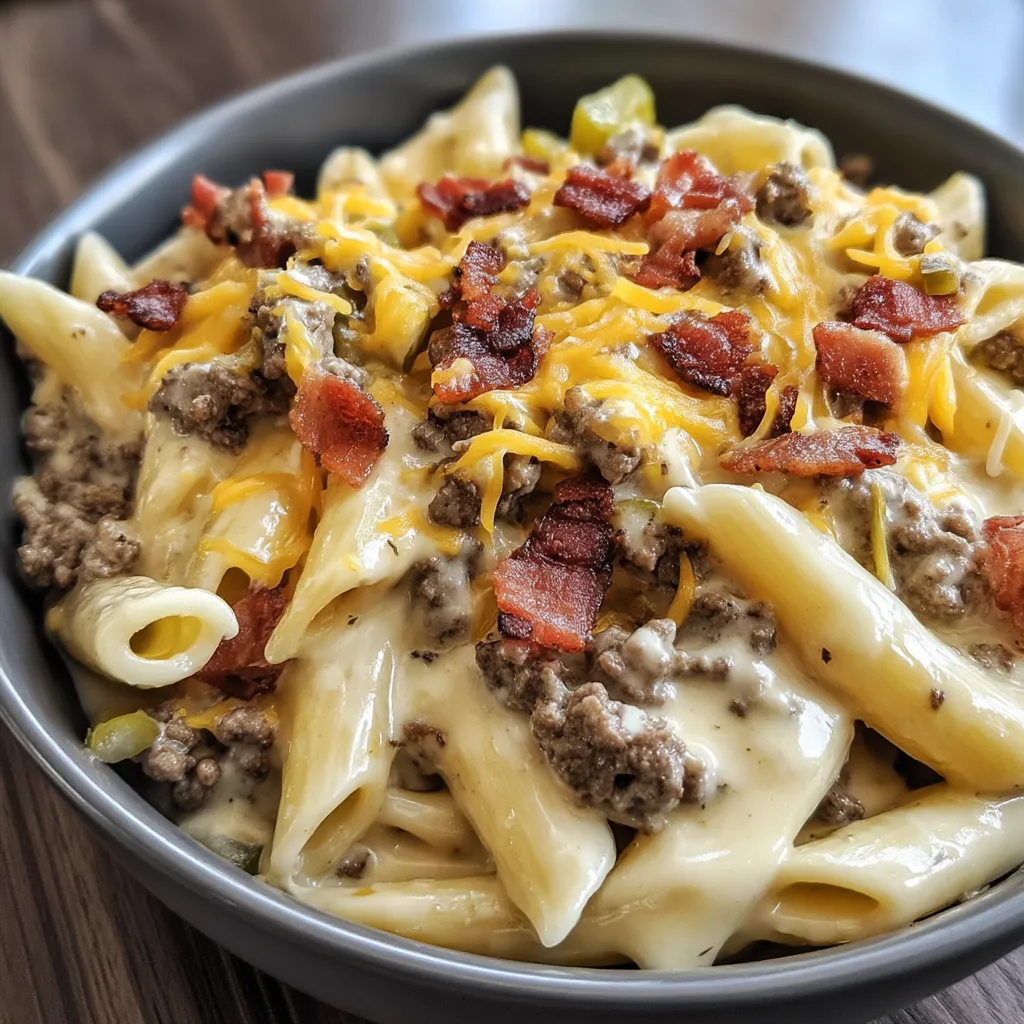 Loaded Cheeseburger Alfredo Pasta