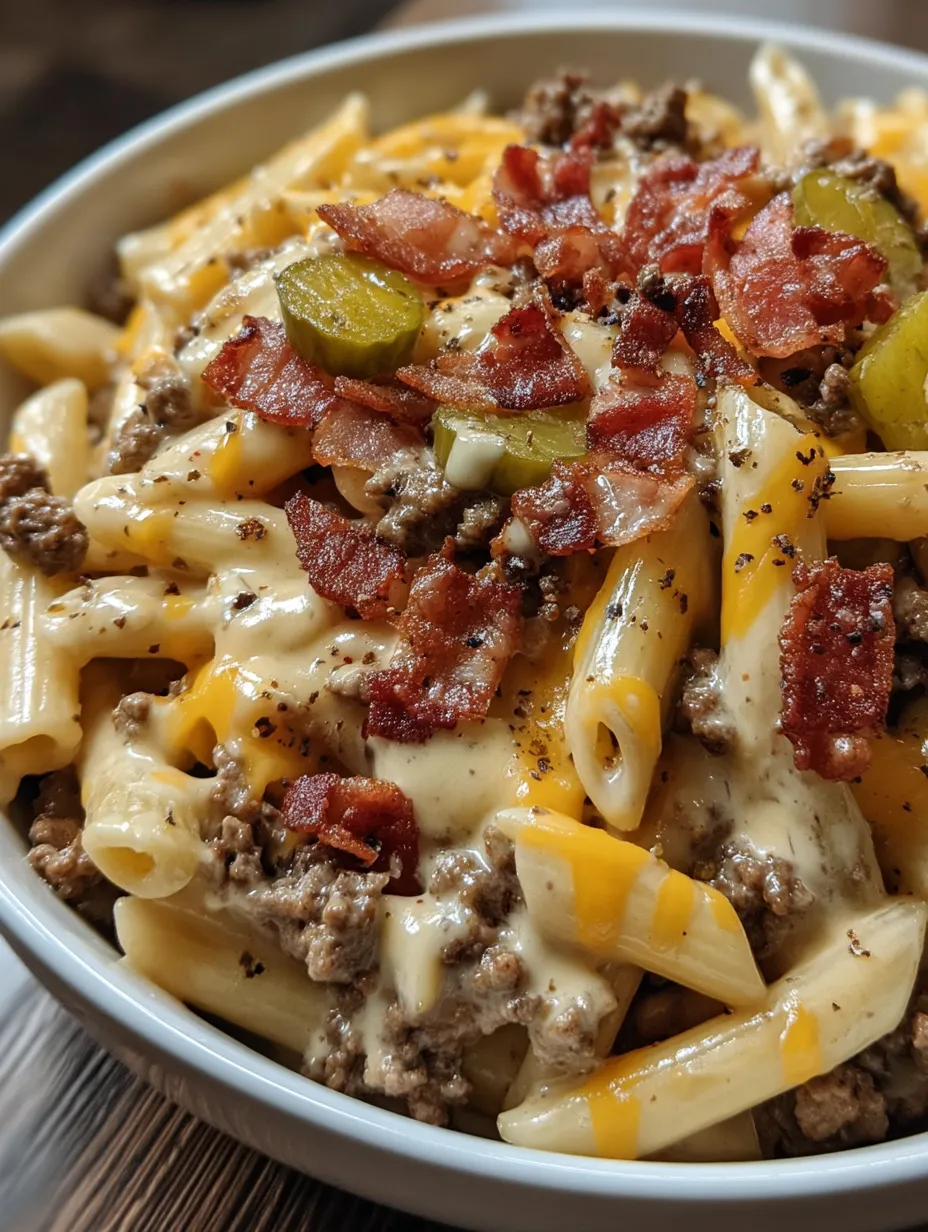 Loaded Cheeseburger Alfredo Pasta