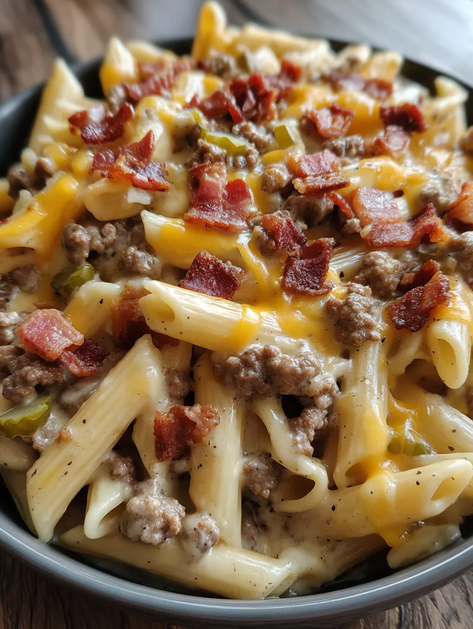 Loaded Cheeseburger Alfredo Pasta
