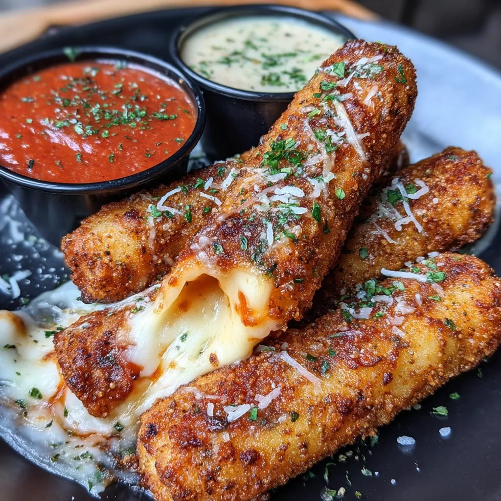 Crispy Mozzarella Sticks with Marinara & Creamy Dip