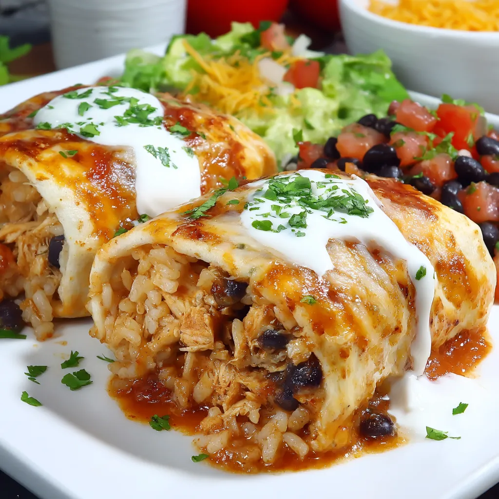 Smothered Baked Chicken Burritos