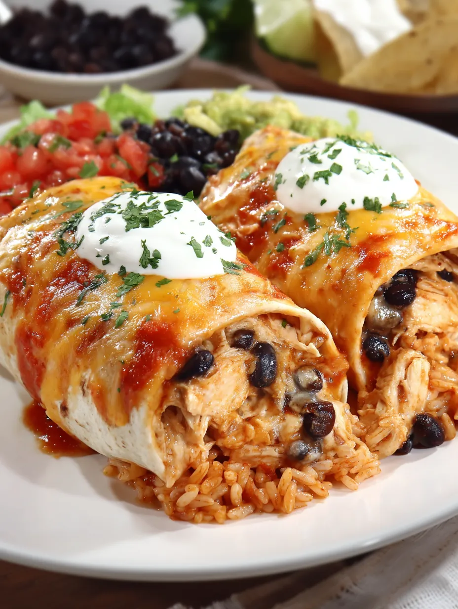 Smothered Baked Chicken Burritos