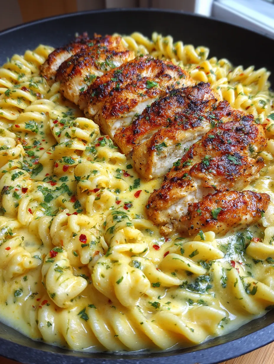 Creamy Garlic Parmesan Chicken & Cheesy Twisted Pasta