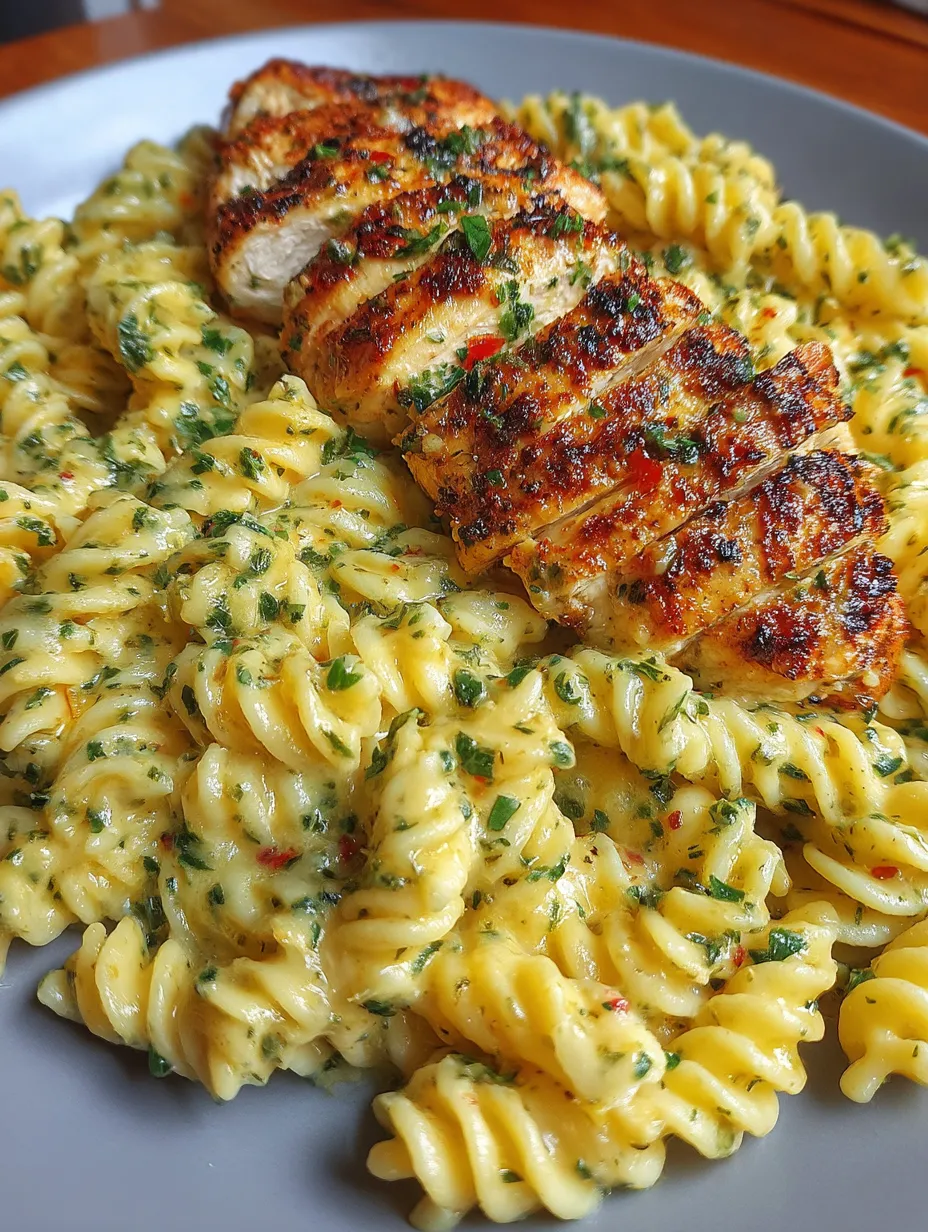 Creamy Garlic Parmesan Chicken & Cheesy Twisted Pasta