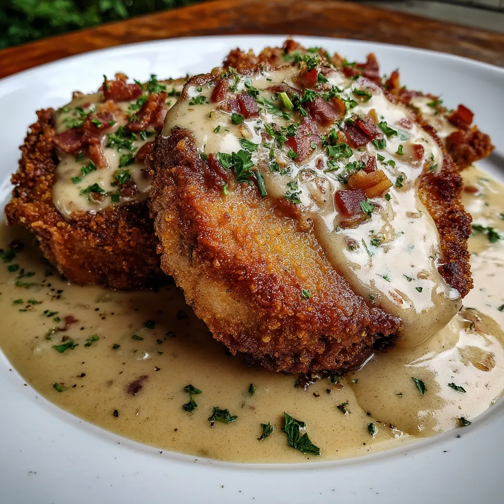 Country Fried Pork Chops with Bacon Gravy