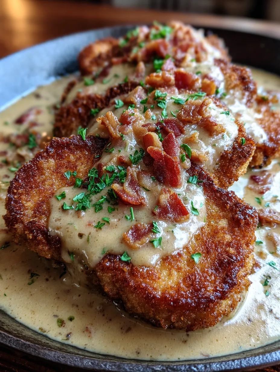 Country Fried Pork Chops with Bacon Gravy