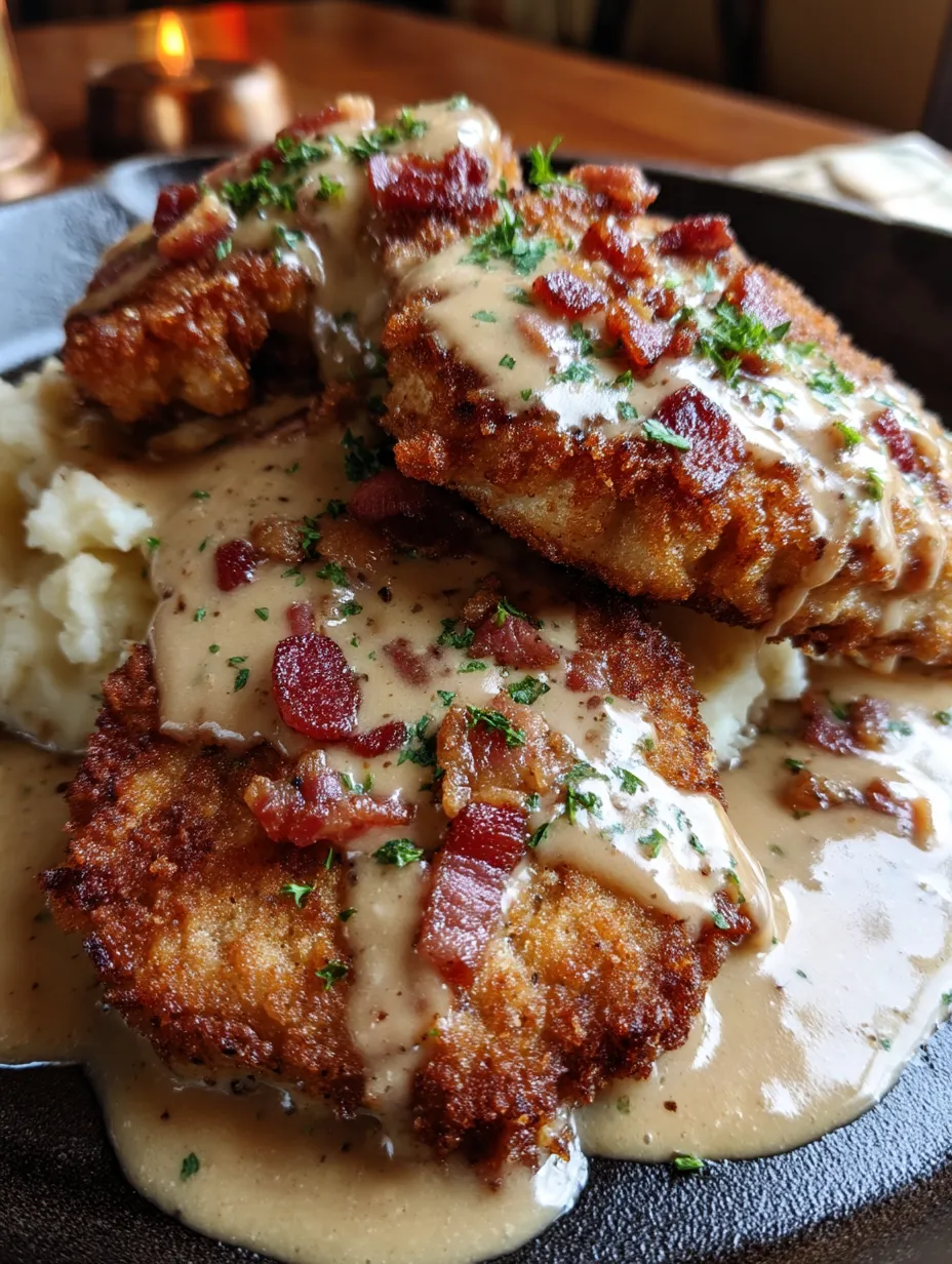 Country Fried Pork Chops with Bacon Gravy