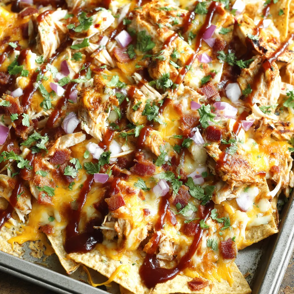 Sheet Pan BBQ Chicken Nachos