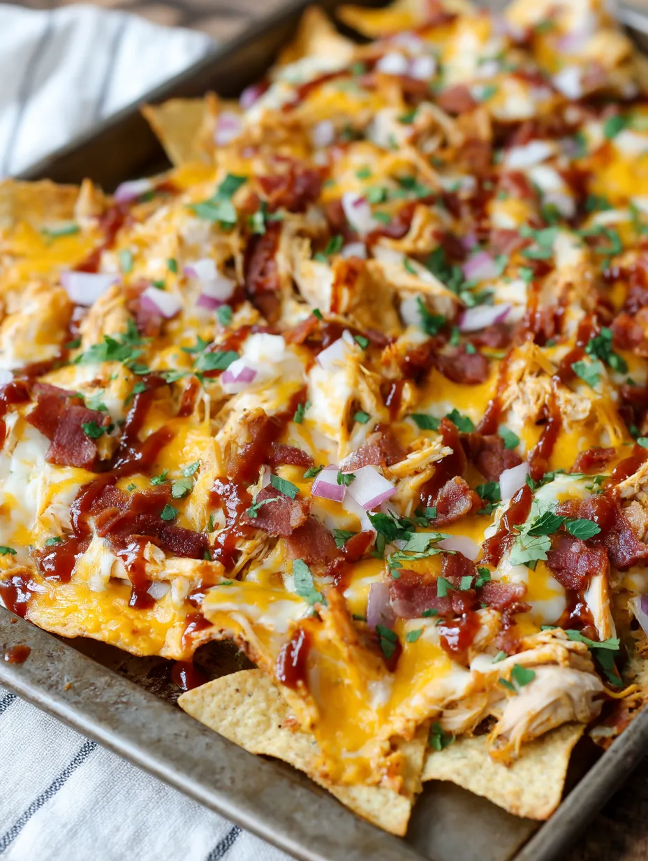 Sheet Pan BBQ Chicken Nachos