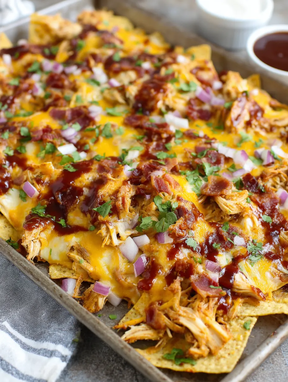 Sheet Pan BBQ Chicken Nachos