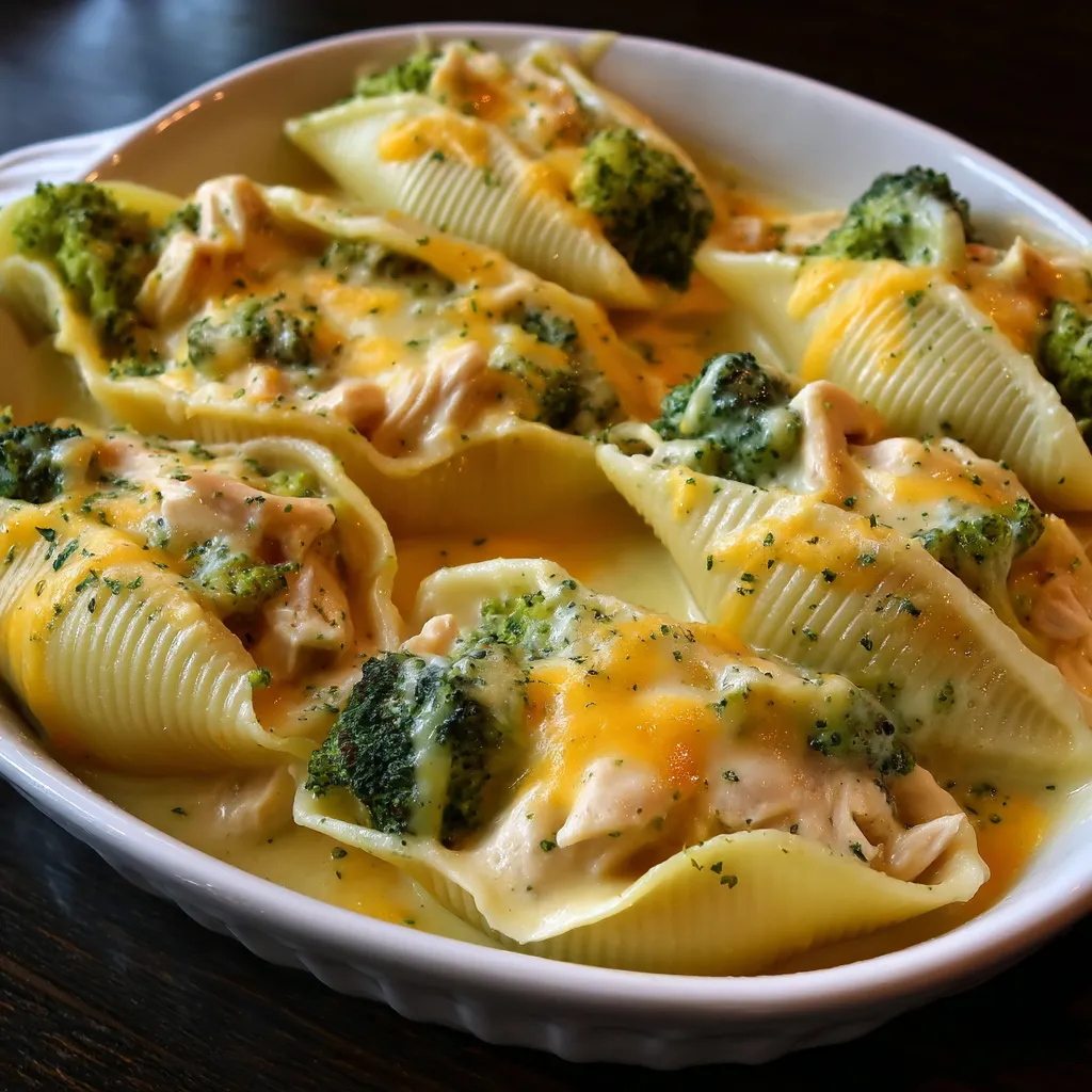 Cheesy Chicken & Broccoli Stuffed Shells