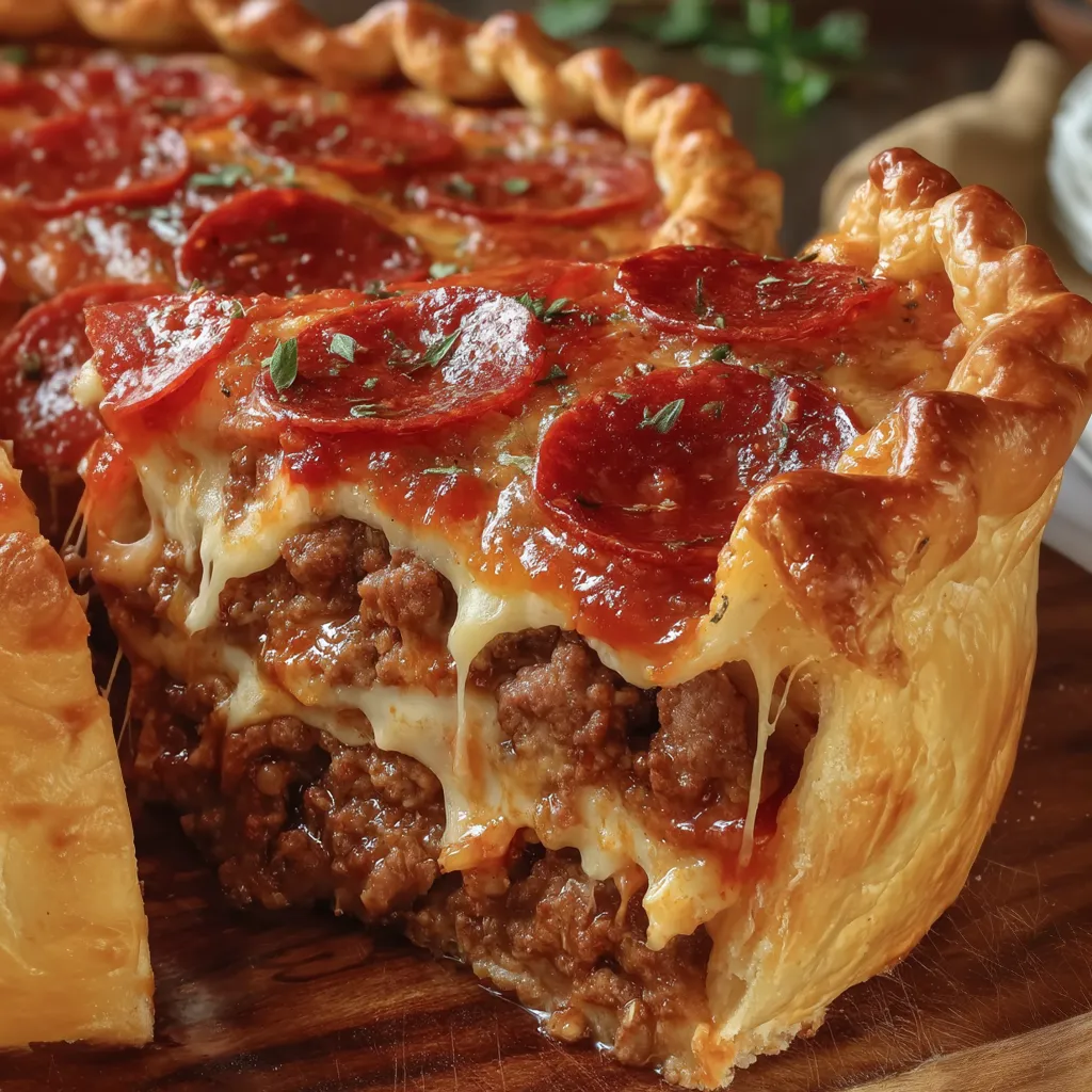 Deep Hamburger Sausage & Pepperoni Pie