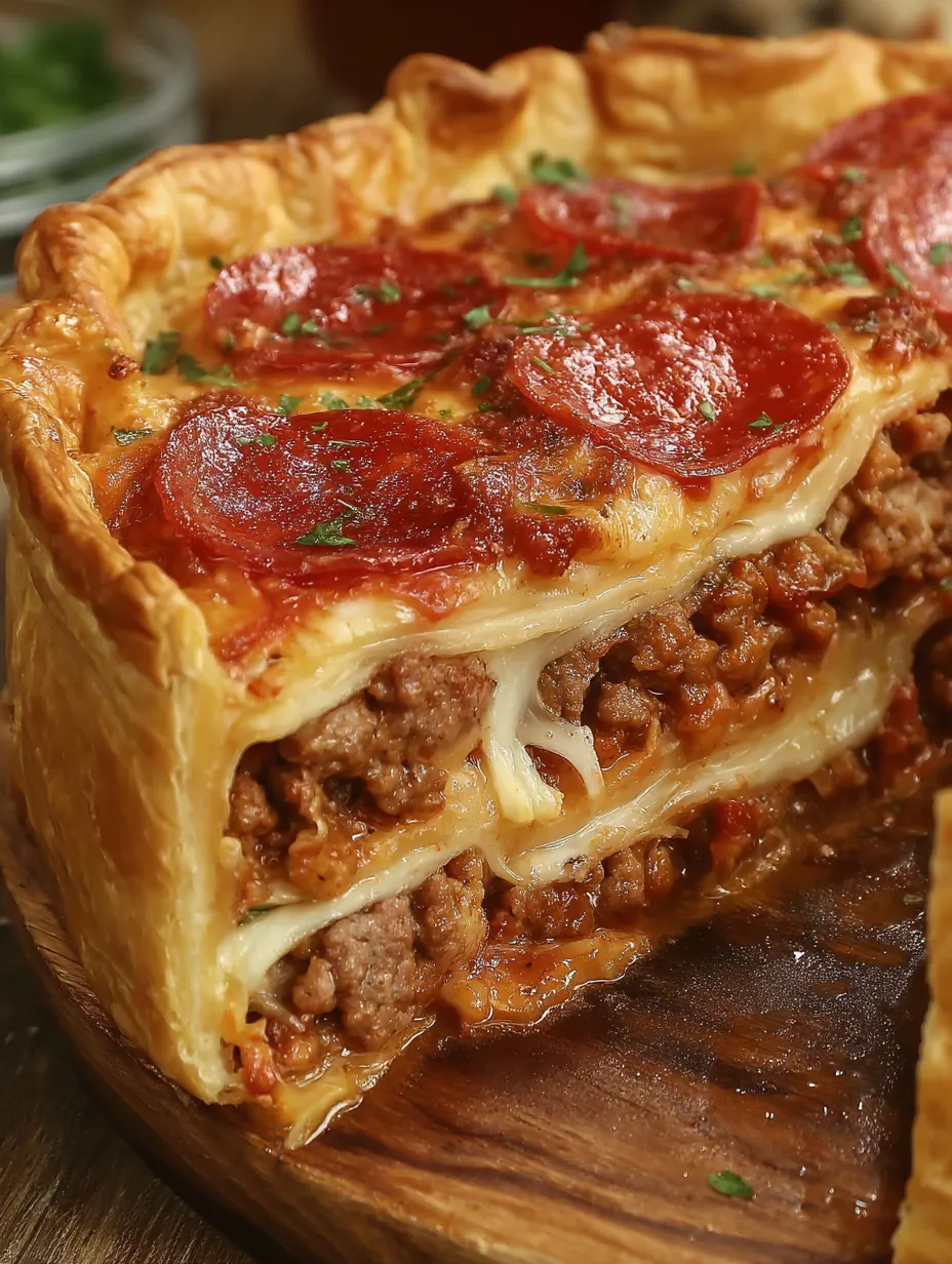 Deep Hamburger Sausage & Pepperoni Pie
