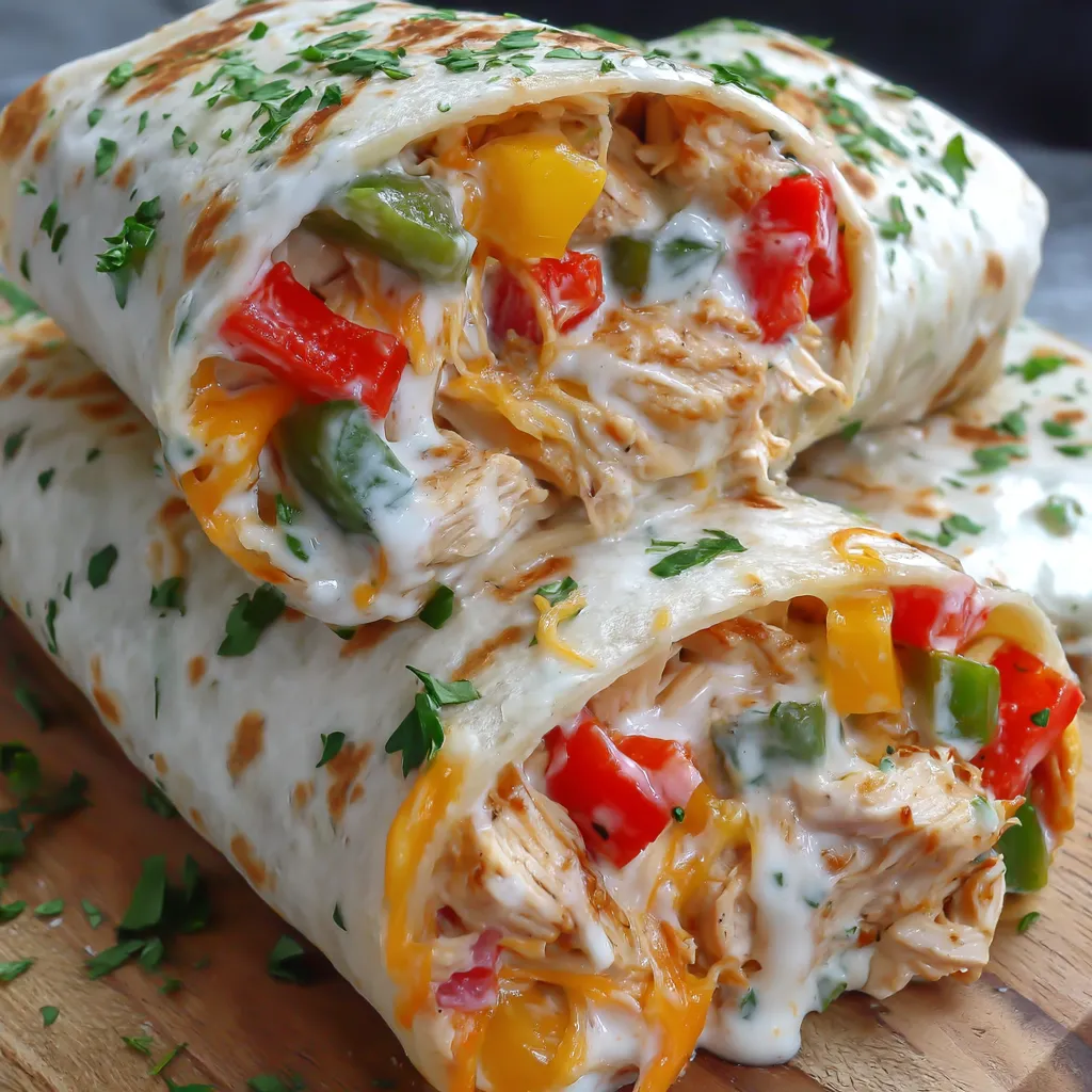 Chicken Bell Pepper Ranch Burritos
