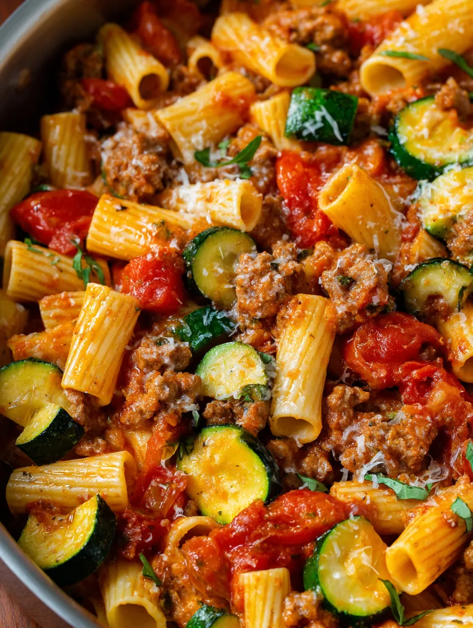 Rigatoni with Sausage, Tomatoes, and Zucchini