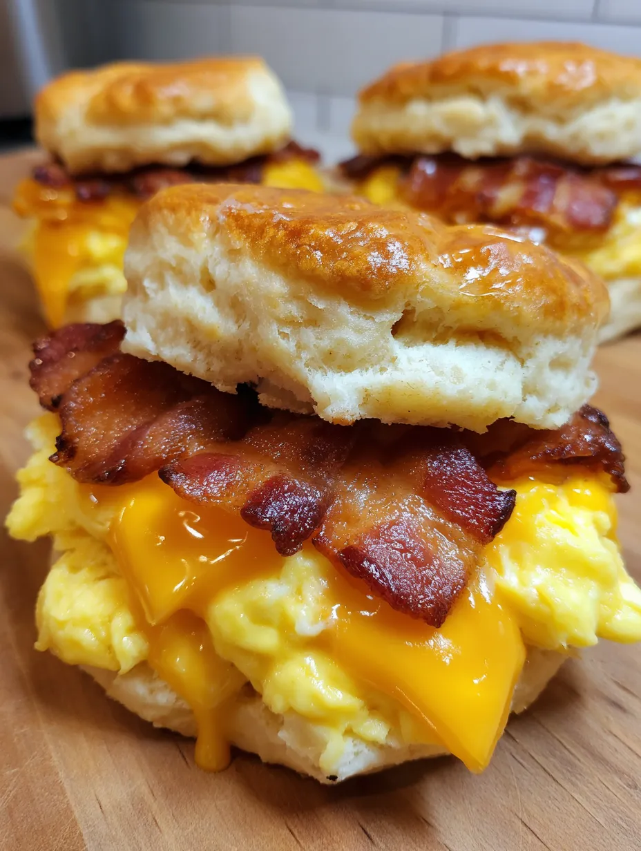 Bacon, Egg and Cheese Biscuit Sandwiches