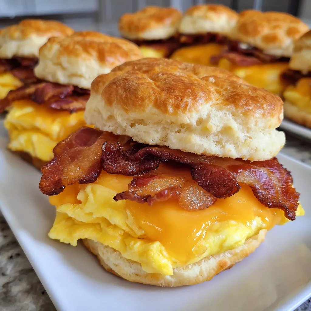 Bacon, Egg and Cheese Biscuit Sandwiches