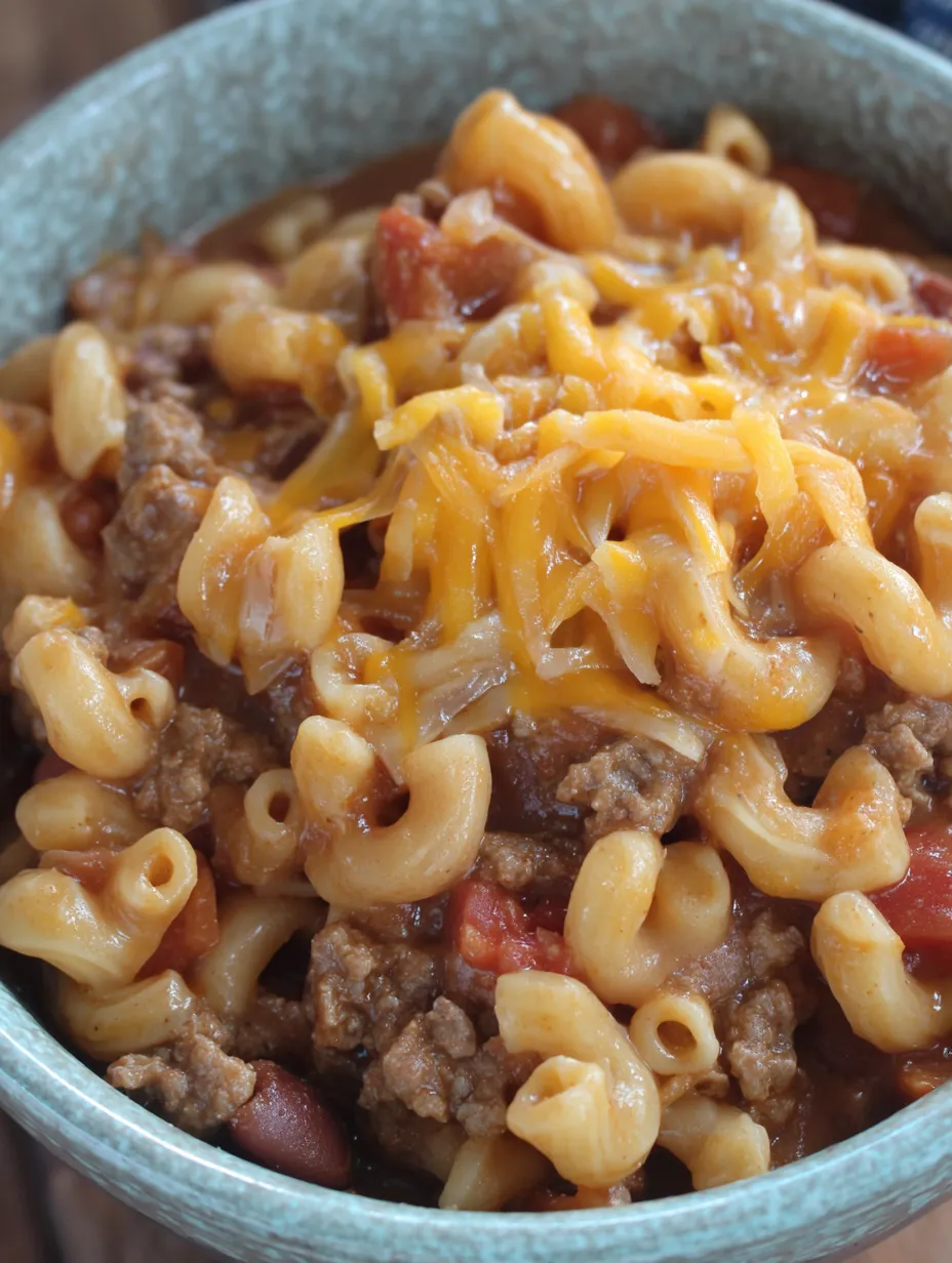 Crock Pot Cheddar Chili Mac