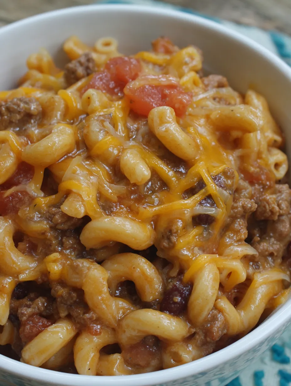 Crock Pot Cheddar Chili Mac